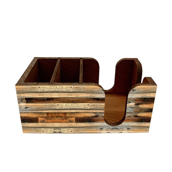 Bar Top Napkin Caddy - Rustic Wood Planks - Image 4