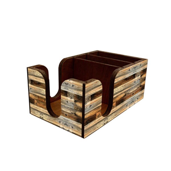 Bar Top Napkin Caddy - Rustic Wood Planks - Image 3