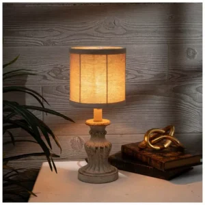 Distressed Cream Pedestal Lamp